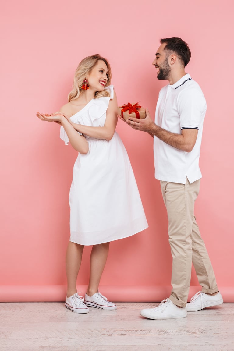 Man Giving Gift to Woman