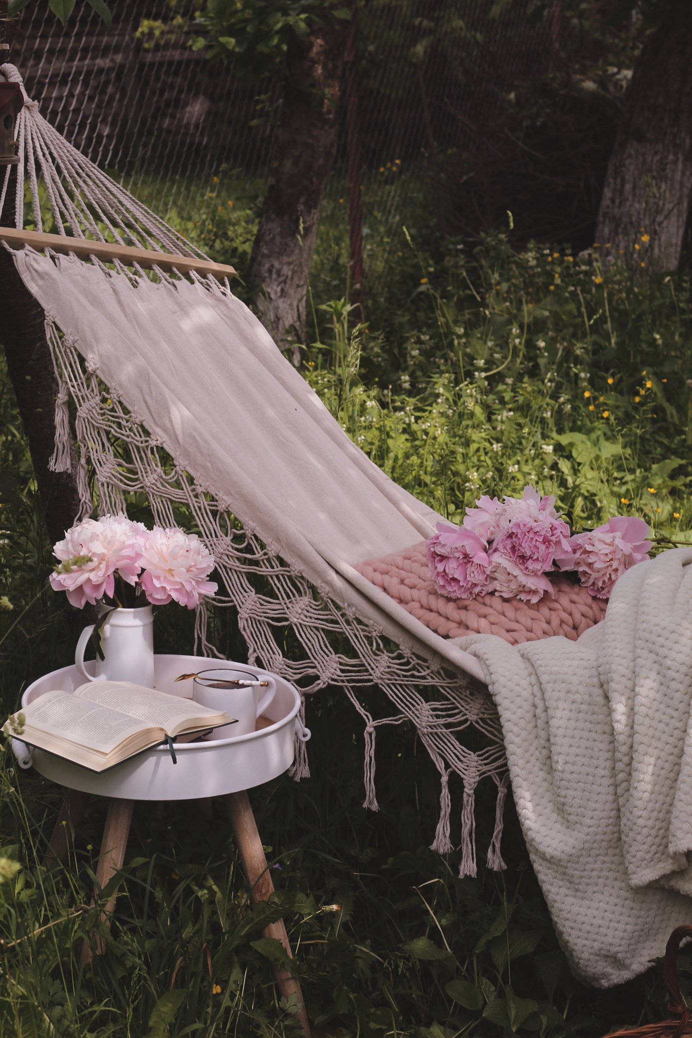 Pink Flowers on a Hammock 